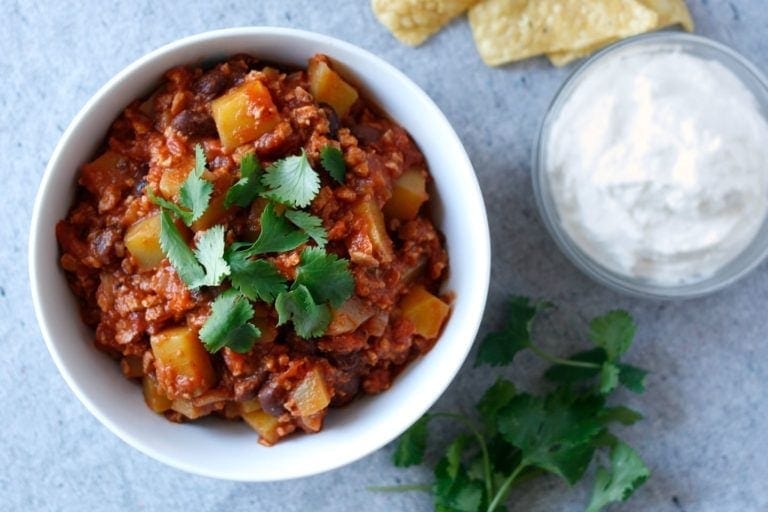 Bourbon Mango Black Bean Chili