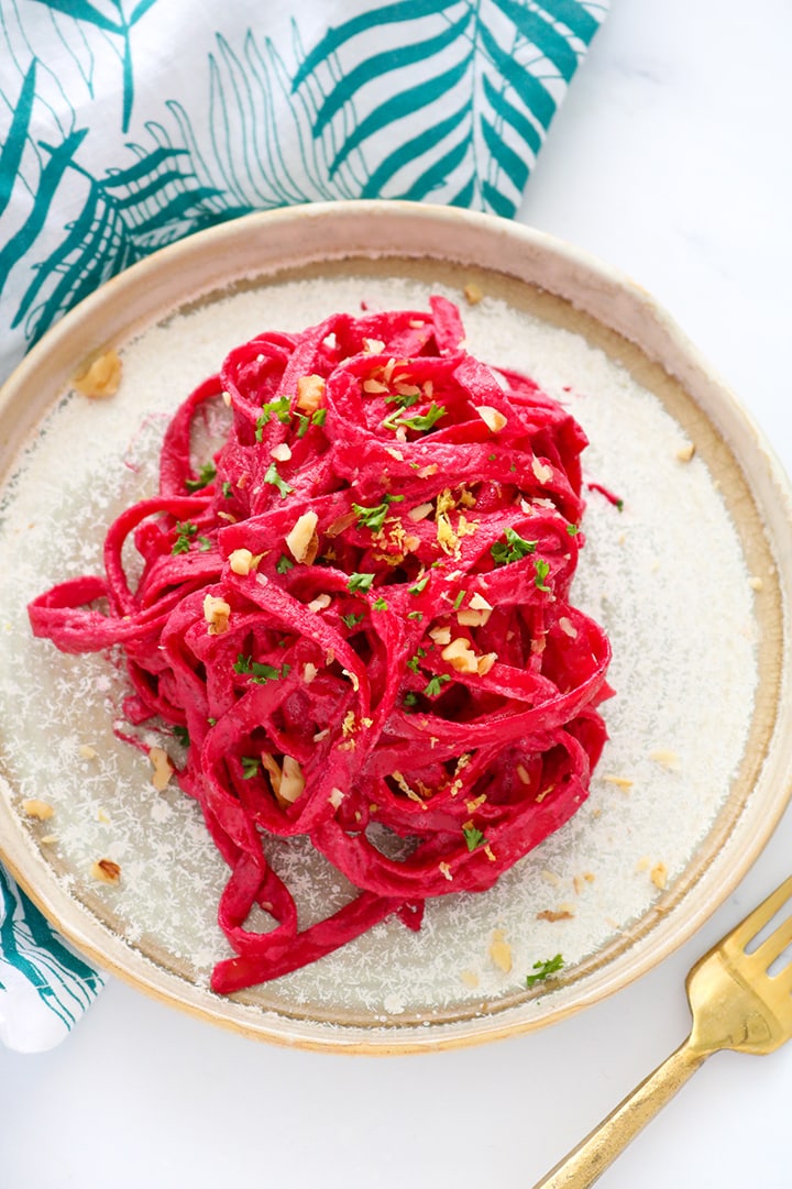 creamy beet linguine