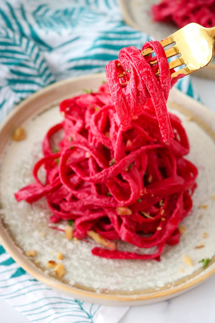 creamy beet linguine