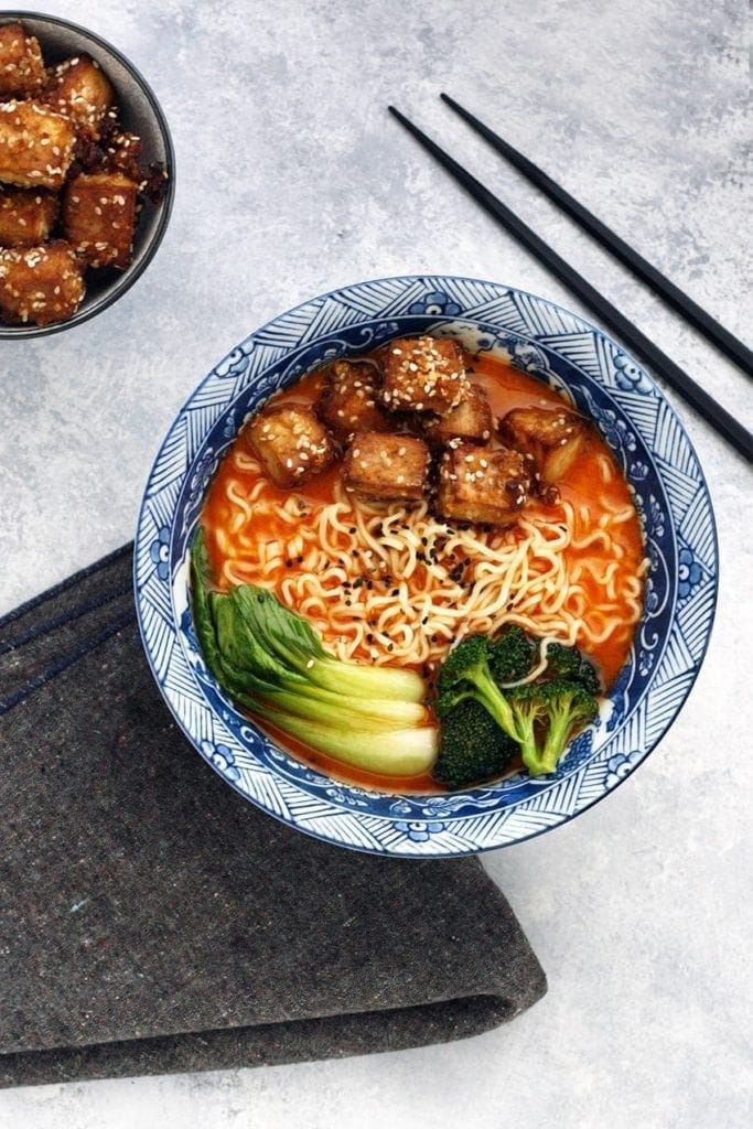 Curry Ramen with Crispy Baked Tofu