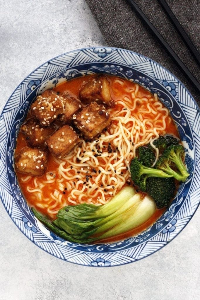 Curry Ramen with Crispy Baked Tofu