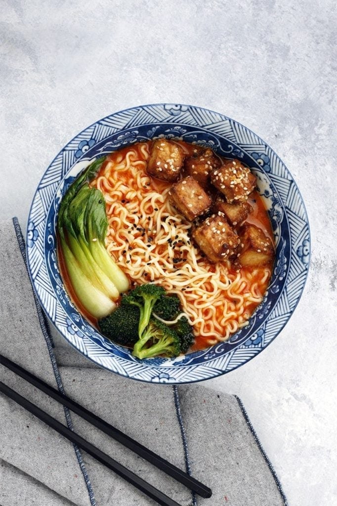 Curry Ramen with Crispy Baked Tofu