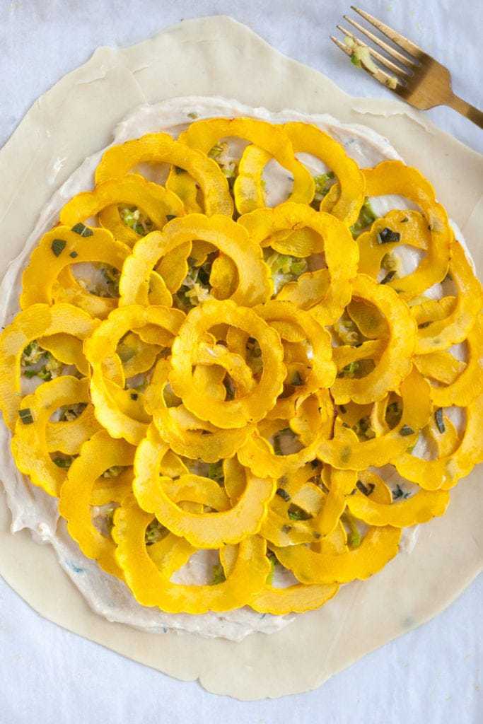 Roasted Delicata Squash, Leek and Sage Galette 