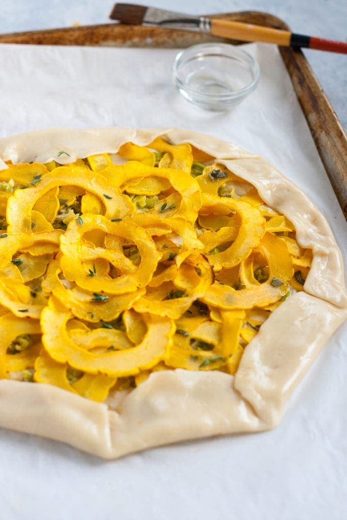 Roasted Delicata Squash, Leek and Sage Galette 