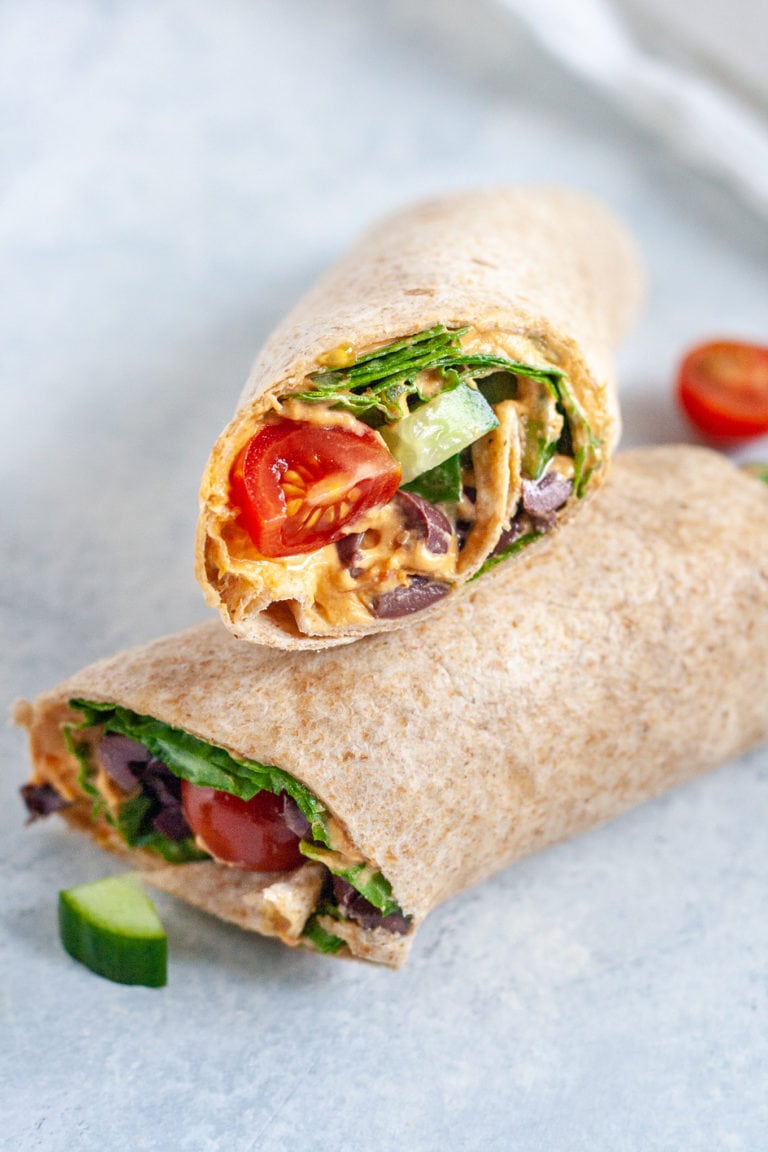 vegan greek salad wrap