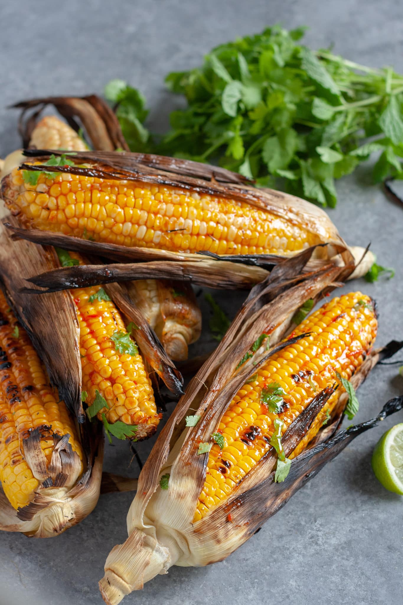 spicy harissa grilled corn