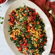 couscous salad with kale, sweet potato and pomegranate