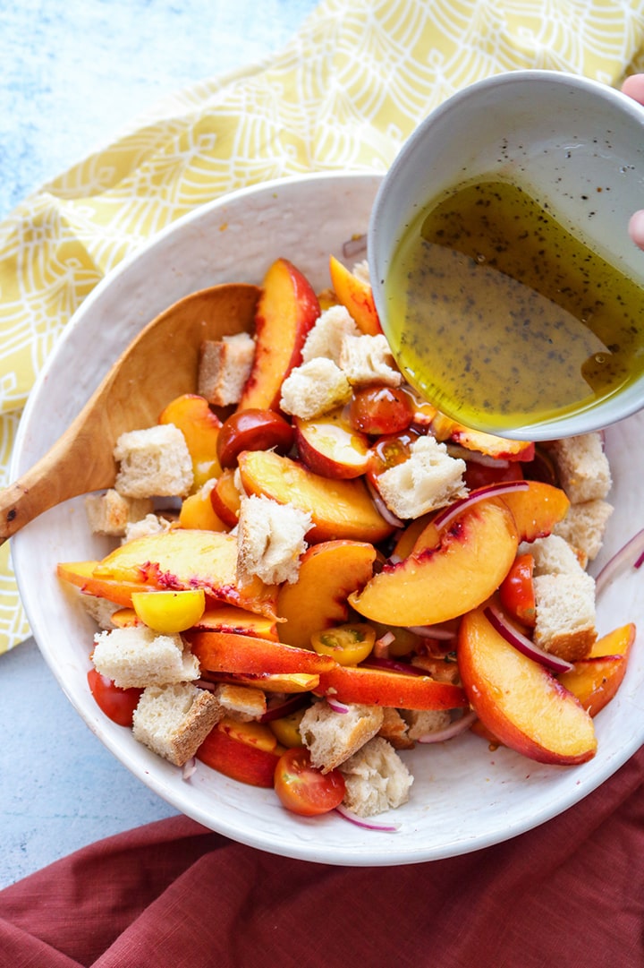 peach and tomato panzanella