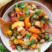 peach and tomato panzanella