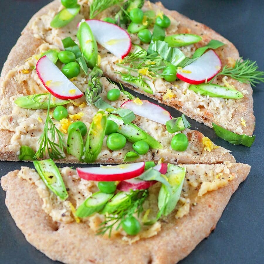 Spring Flatbread with Asparagus, Peas, and Herbs
