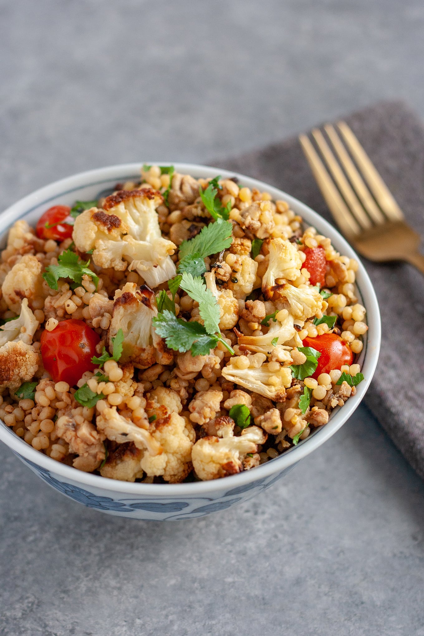 Quinoa Tempeh Salad with Roasted Cauliflower