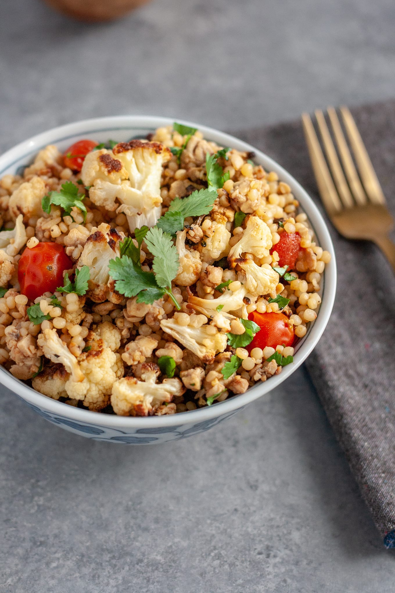 Quinoa Tempeh Salad with Roasted Cauliflower