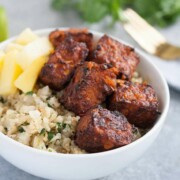 Al Pastor Tempeh with Cilantro Lime Cauliflower Rice