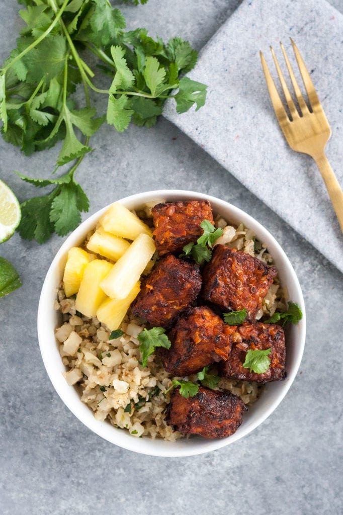 Al Pastor Tempeh with Cilantro Lime Cauliflower Rice