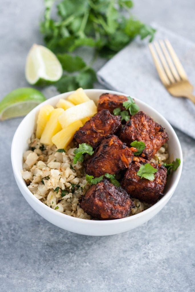 Al Pastor Tempeh with Cilantro Lime Cauliflower Rice