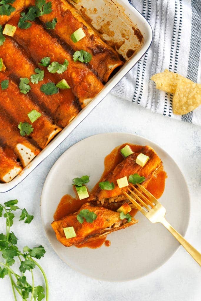 Vegan Enchiladas with Jackfruit and Black Beans