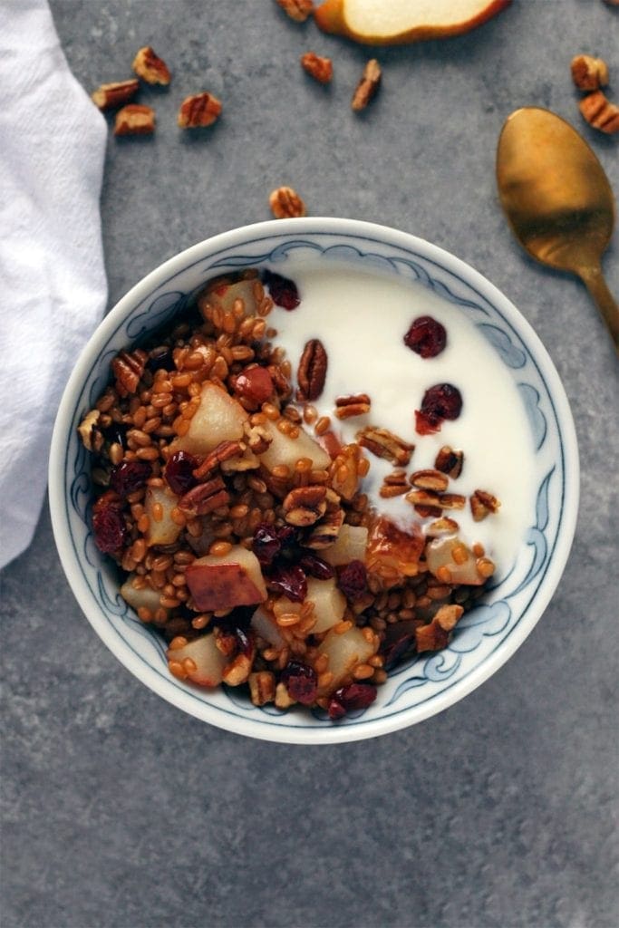 wheat berry breakfast bowl