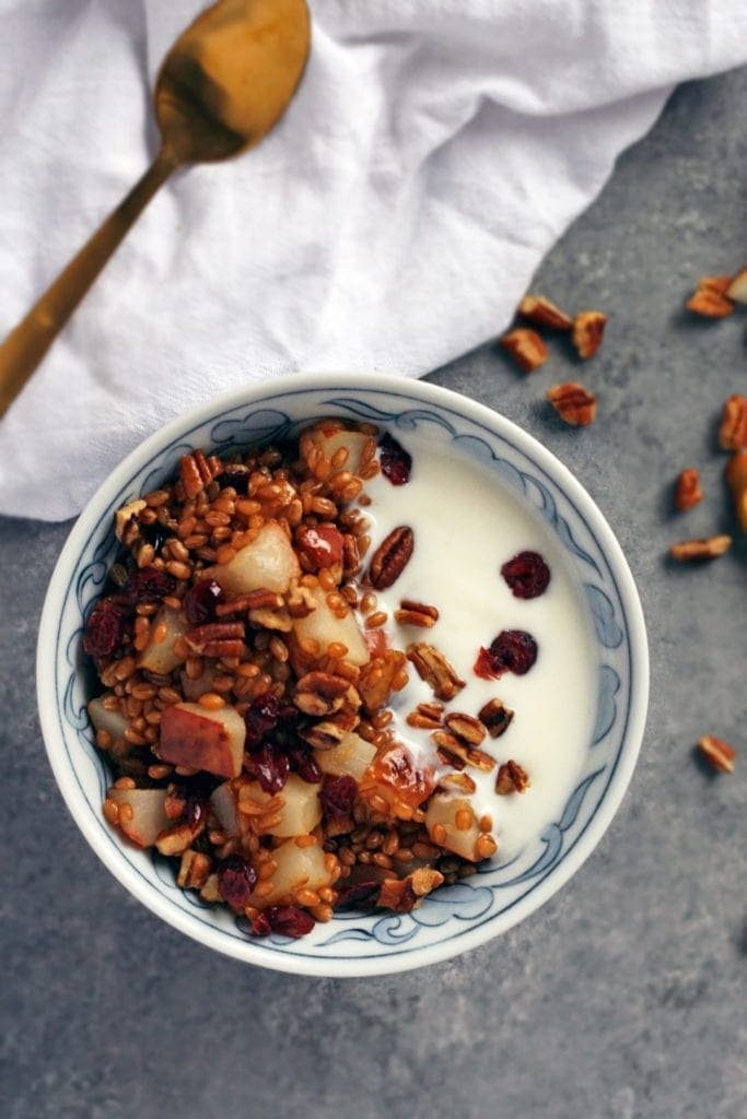 wheat berry breakfast bowl