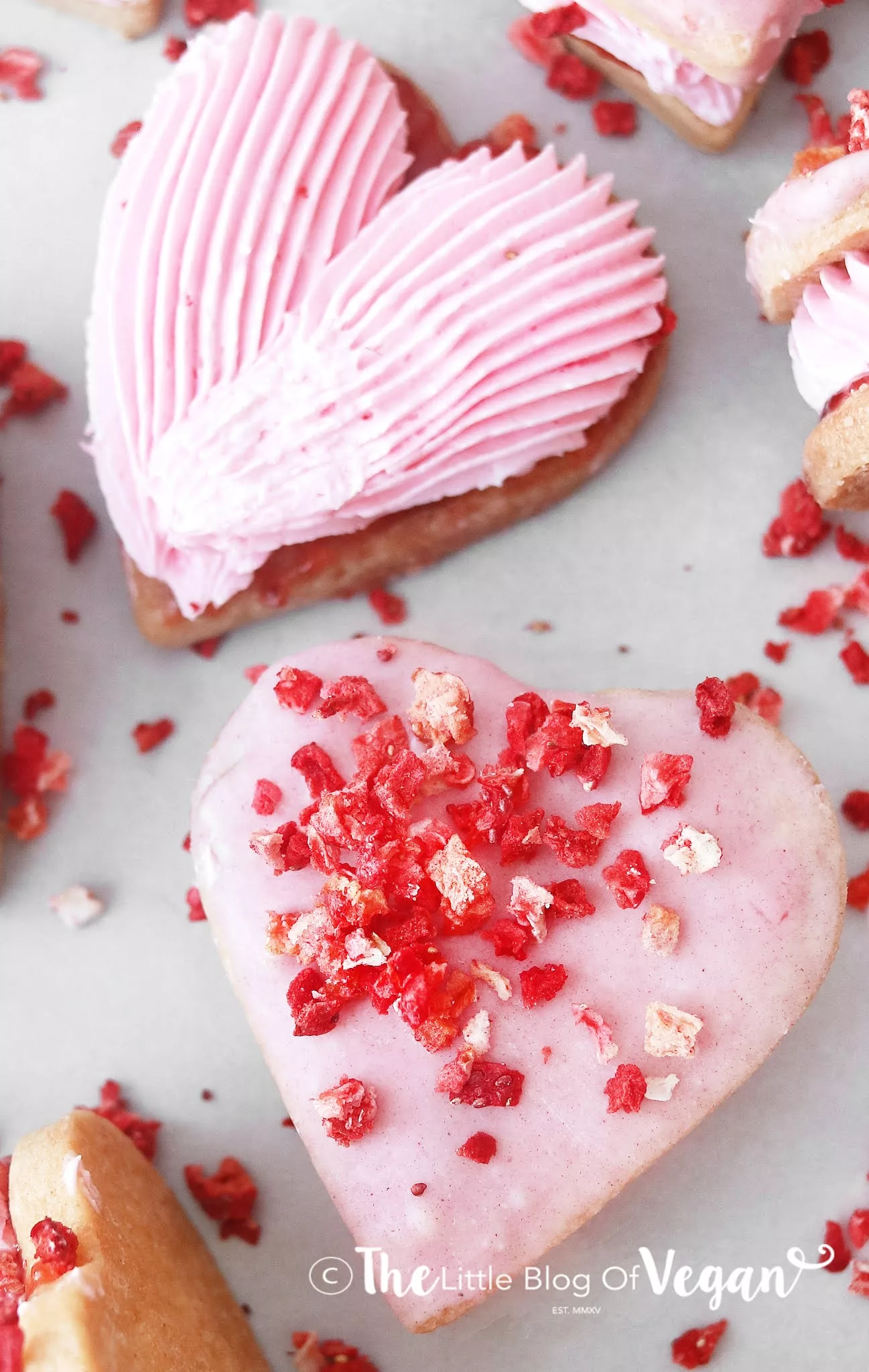 Valentines Strawberry Shortbread from The Little Blog of Vegan - Vegan Strawberry Dessert Recipes